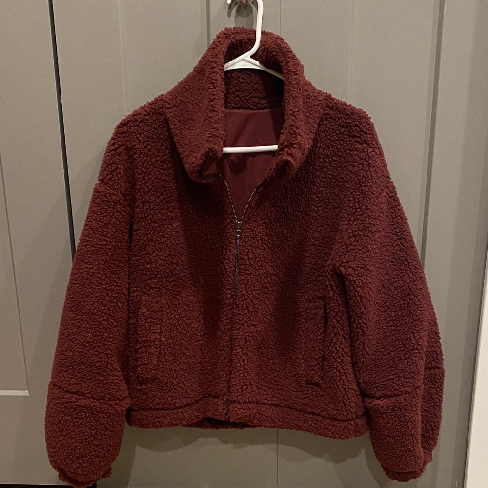 Lululemon Burgundy Sherpa Full-Zip Jacket Size 6
